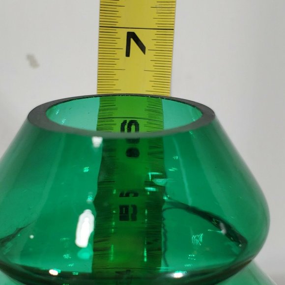 2 pc Hand Blown Green Glass Christmas Tree Candle Holder votive Elements 6.25" - Picture 8 of 11